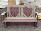 5' Heart Glider in Weather Wood and Cherrywood Poly Lumber